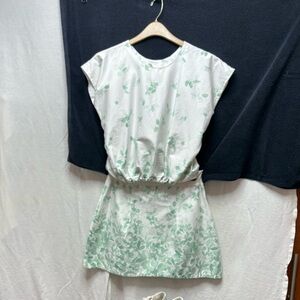 White and Green Floral skirt and top